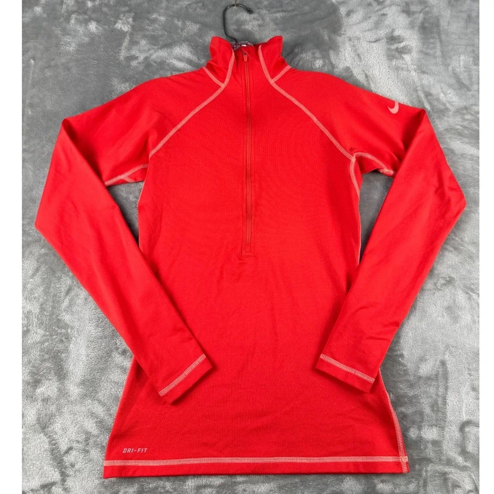 Nike Pullover Womens S Nike Pro Dri-FIT Red Half-Zip Thumbhole EUC